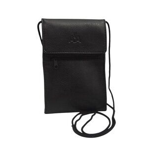 American Airlines Black Leather Crossbody Passport Holder Toiletry Amenity Bag